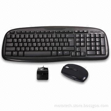 2.4GHz Splash-resistant Keyboard Combo with Multimedia Wireless Mouse, Laser Inscribed Letters